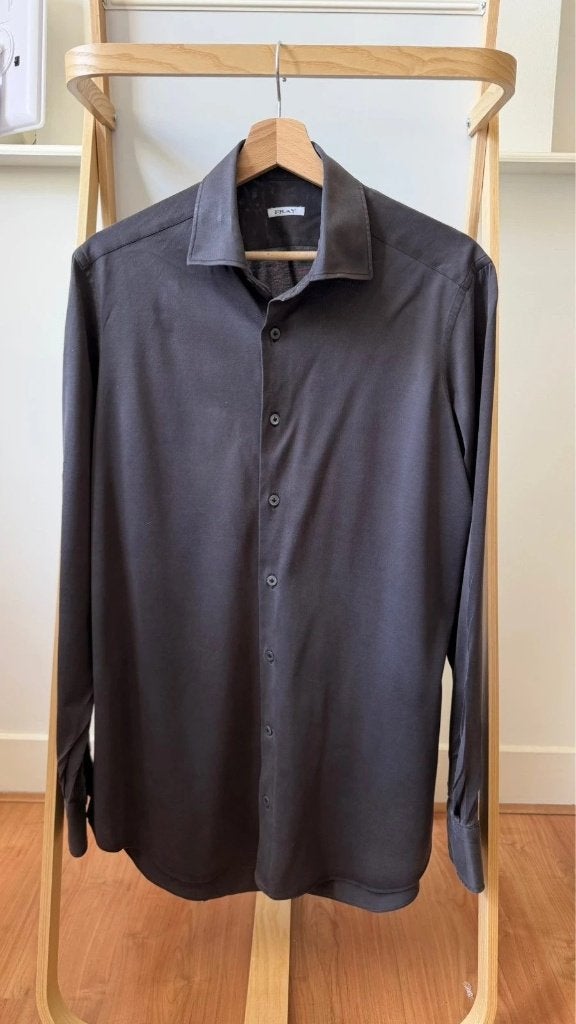 Fray Zwart Katoenen Shirt Maat 41 Goede Staat, Kleding | Heren, Verzenden, Zo goed als nieuw, Halswijdte 41/42 (L), Fray