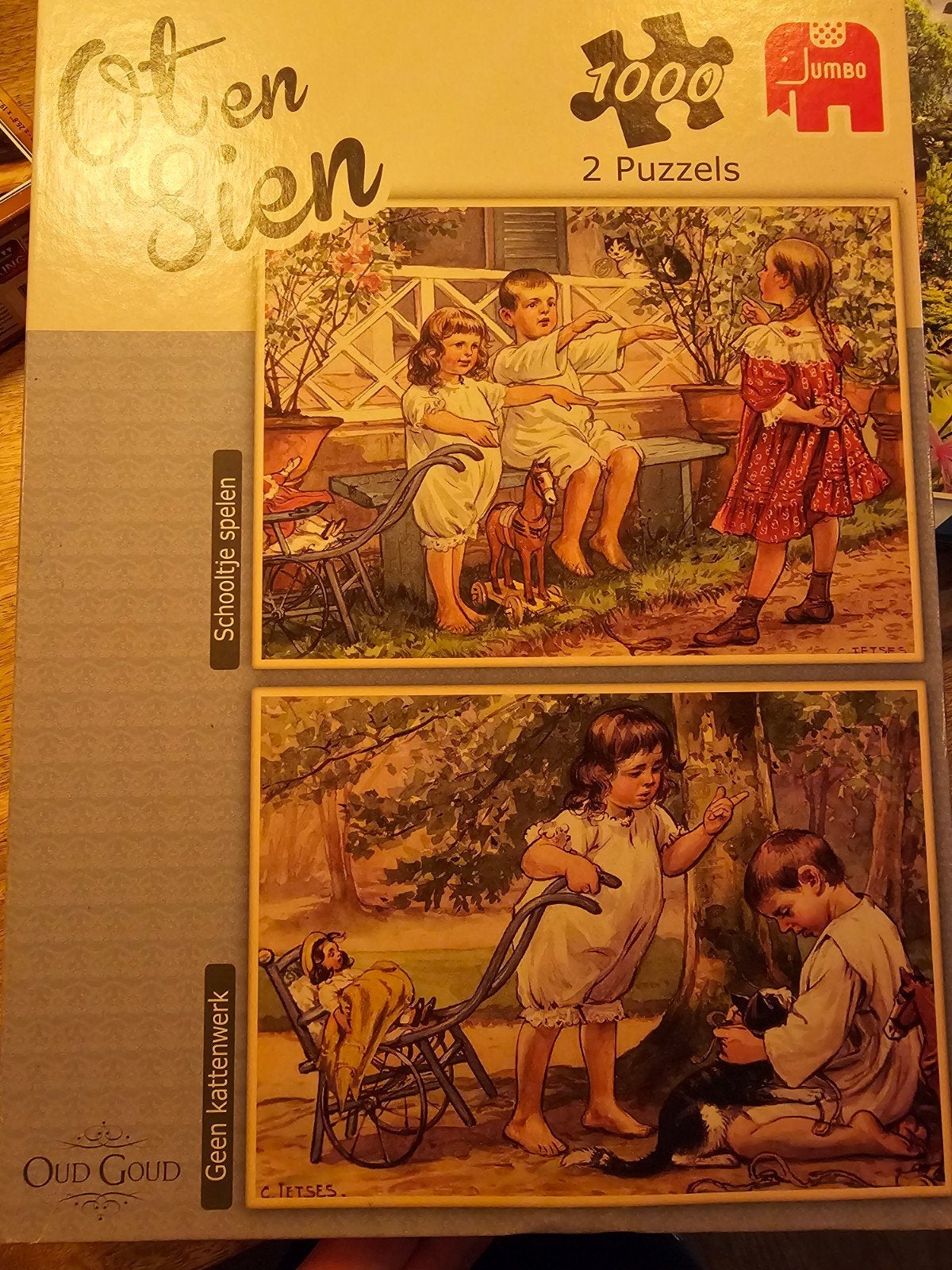 Oud Goud Ot en Sien Jumbo Puzzels (2x 1000 stukjes), Een of twee spelers, Ophalen of Verzenden, Gebruikt, Jumbo