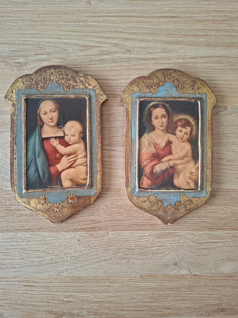 2 shilderijtjes " moeder en kind", Antiek en Kunst, Ophalen of Verzenden