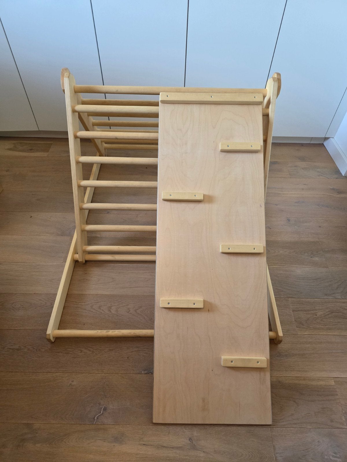 Houten Klimrek / Pikler Driehoek met Glijbaan/Klimplank, Kinderen en Baby's, Ophalen, Zo goed als nieuw, Klimwand