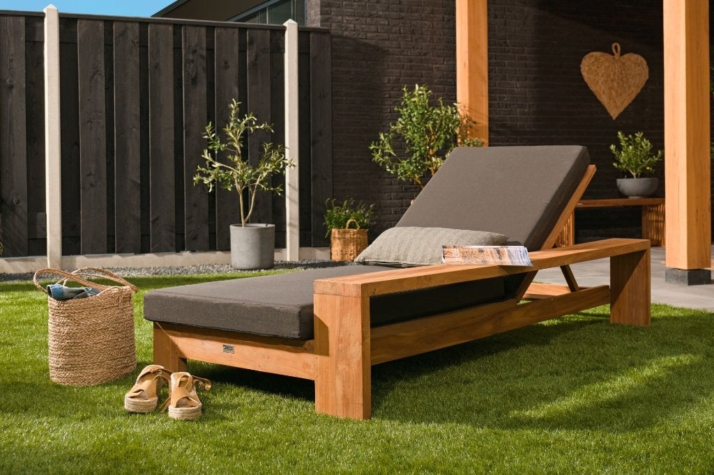 Sunlounger Danau, Ophalen, Nieuw, Teakhout, Verstelbaar
