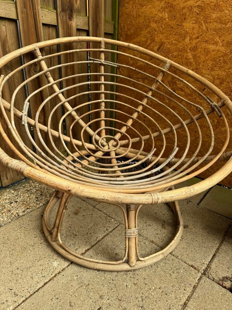 Loungestoel Papasan rotan, Ophalen, Gebruikt