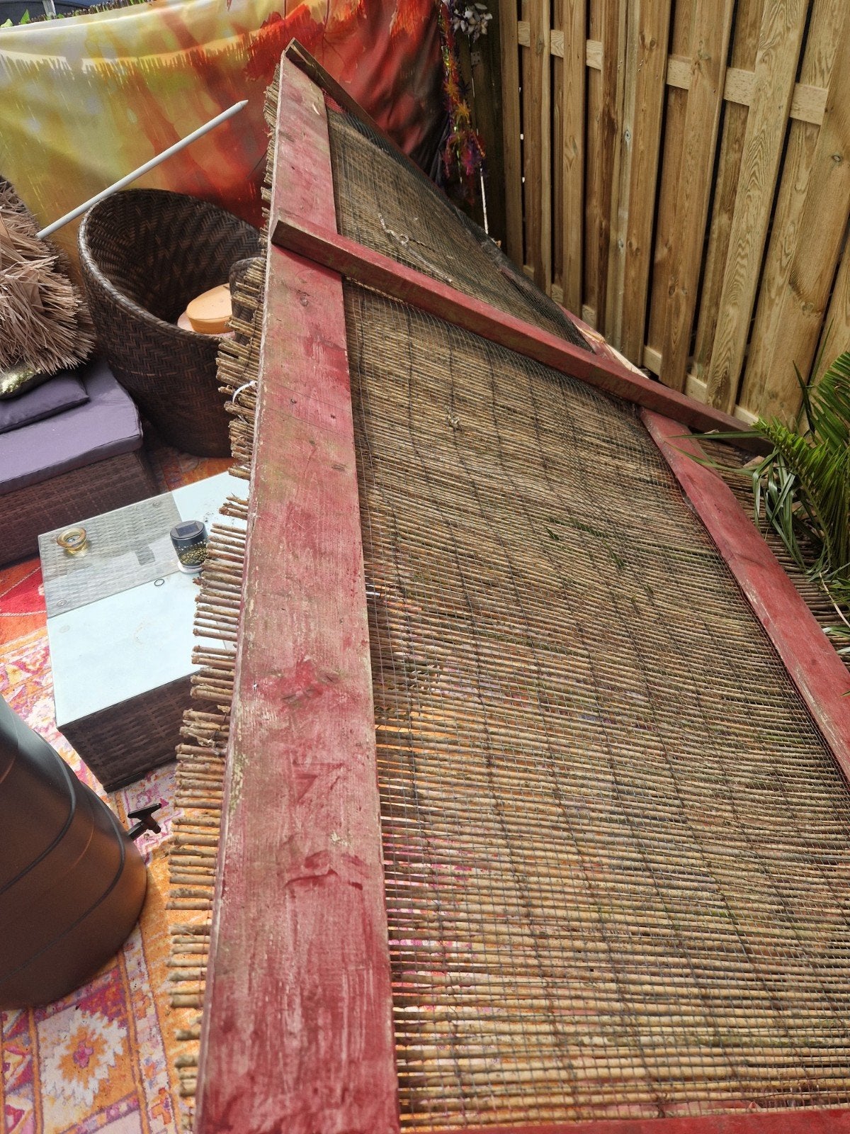Bamboe tuinscherm met houten frame, Tuin en Terras, Minder dan 3 meter, Ophalen of Verzenden, Hout, 1 tot 2 meter