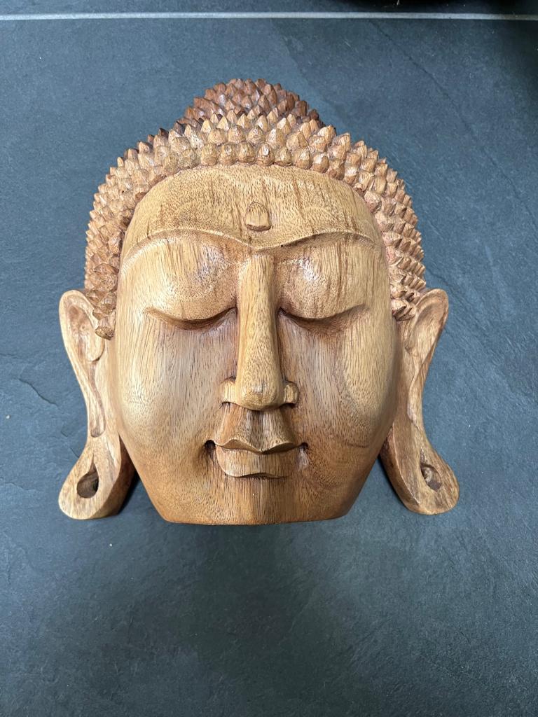 Boeddha houtsnijwerk massief teakhout masker groot teak, Verburgt Vintage, Ophalen of Verzenden, Schipluidenlaan 20 5035KJ Tilburg