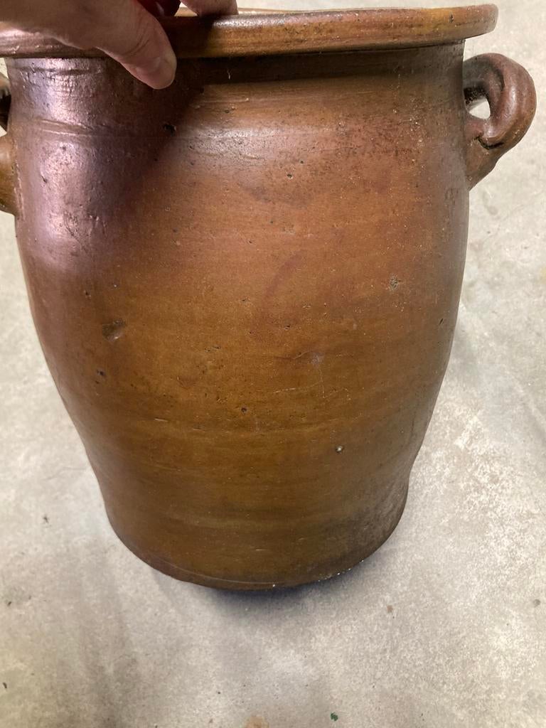Antiek Keulse pot h36 cm b30 cm, Gebruikt, Rond, Minder dan 40 cm, Balkon