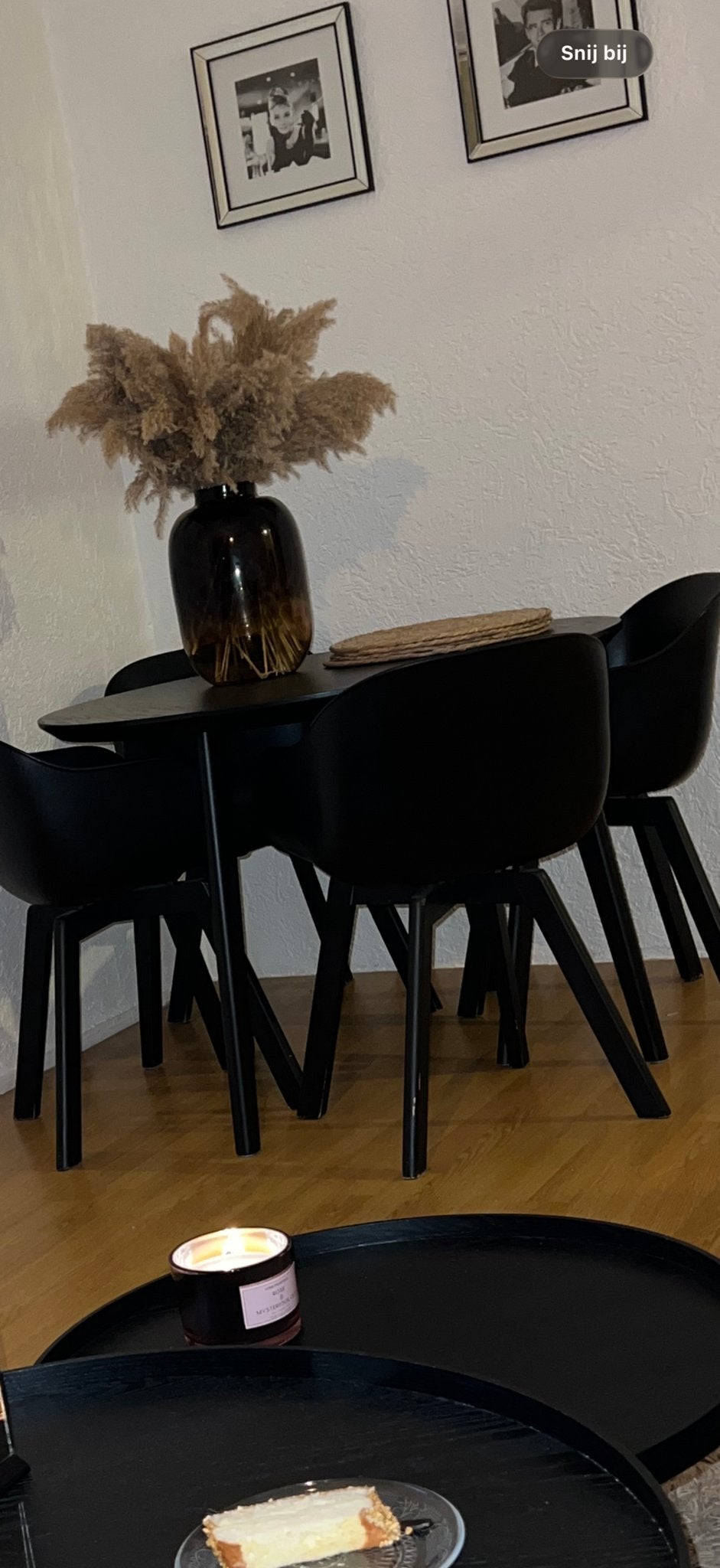 Stijlvolle zwarte eettafel, Huis en Inrichting, Tafels | Eettafels, Ophalen, Gebruikt, 100 tot 150 cm, Rond