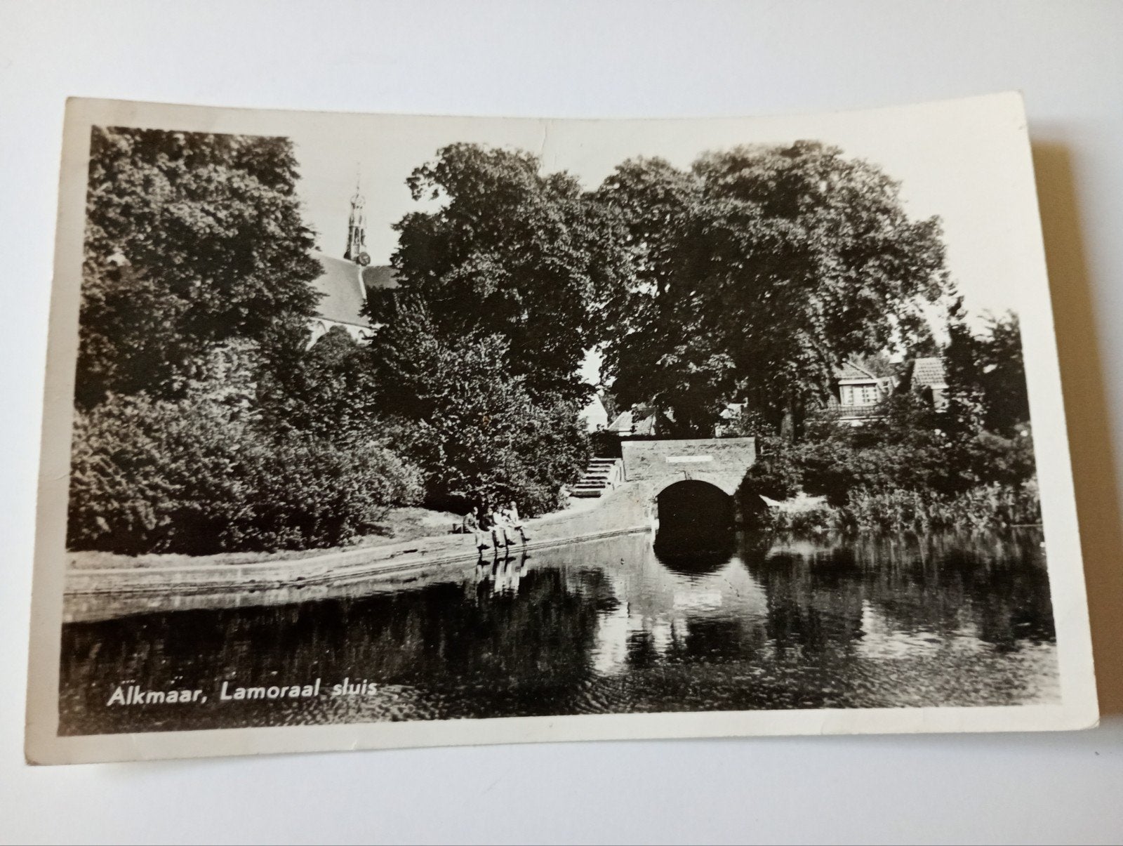 Alkmaar Lamoraalsluis 1954, Ophalen of Verzenden, 1940 tot 1960, Gelopen, Noord-Holland