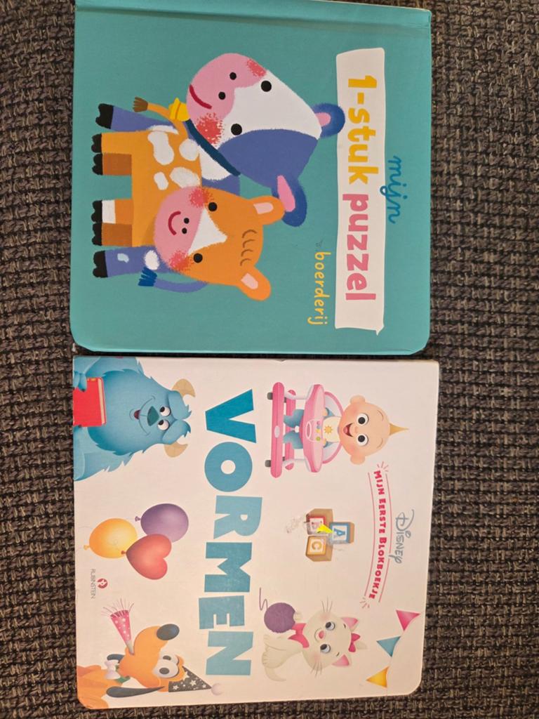 2x Babyboekjes: Mijn 1-stuk puzzel & Disney Vormen, Ophalen of Verzenden