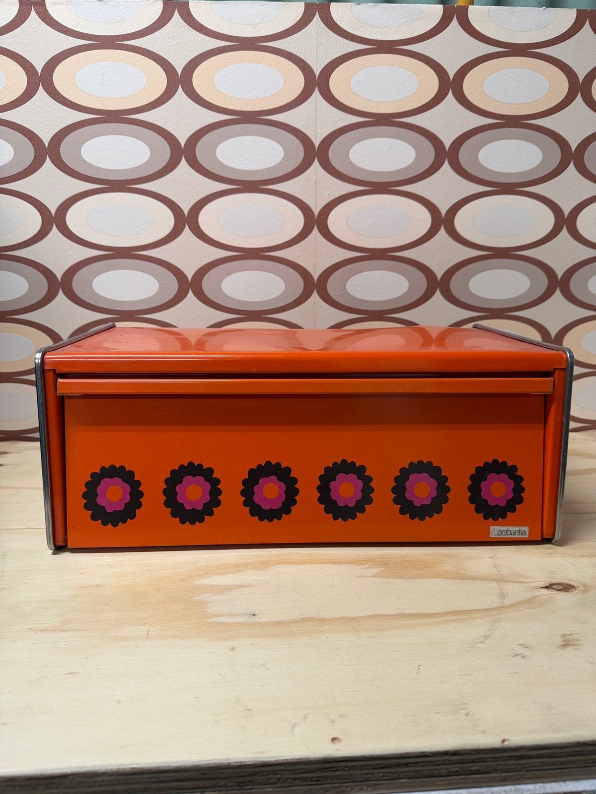 Vintage Brabantia broodtrommel - retro - oranje, Ophalen of Verzenden, Huis en Inrichting