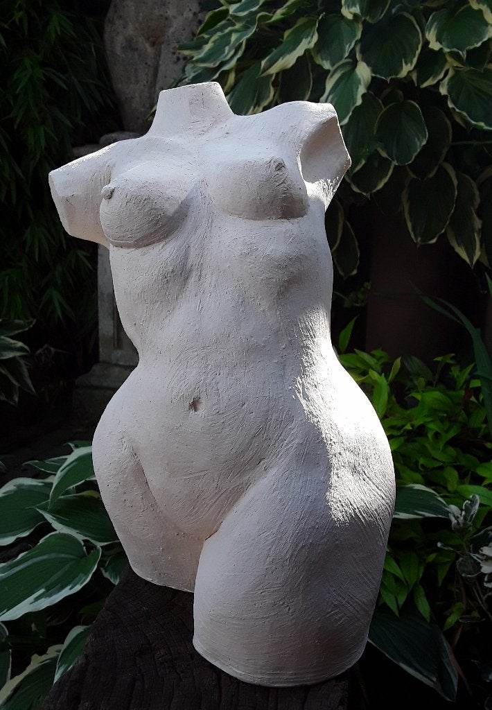 Beeld Torso van aardewerk, Antiek en Kunst, Ophalen, Handgemaakt, 20 - 50 cm, Beeld