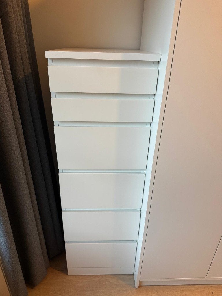 Witte ladekast met 6 lades, Ophalen, Minder dan 50 cm, 100 tot 150 cm, Zo goed als nieuw