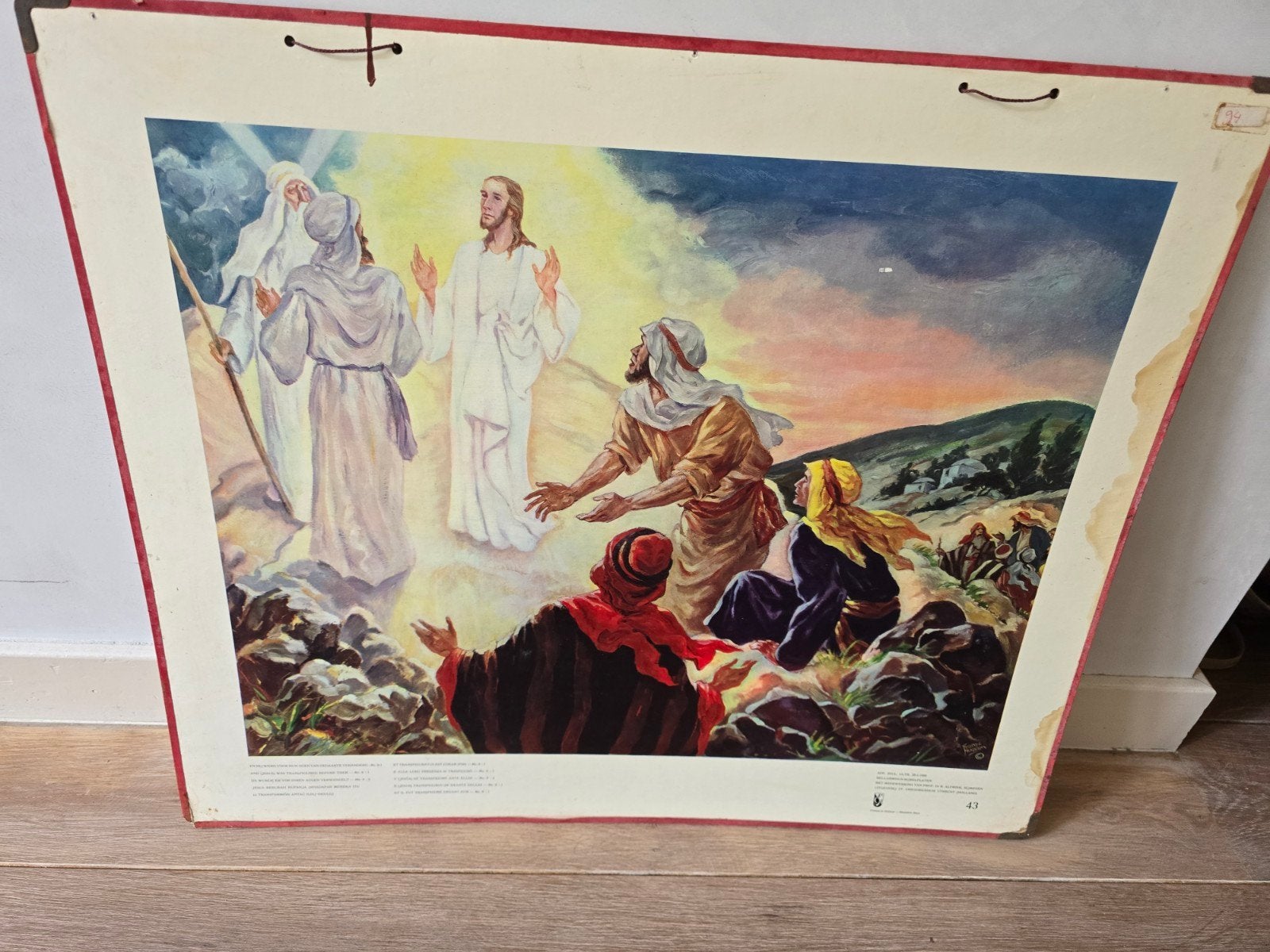 Oude bijbelplaat nr. 43 Gedaanteverandering op de berg, Ophalen of Verzenden, Gebruikt, Kaart of Prent, Christendom | Katholiek