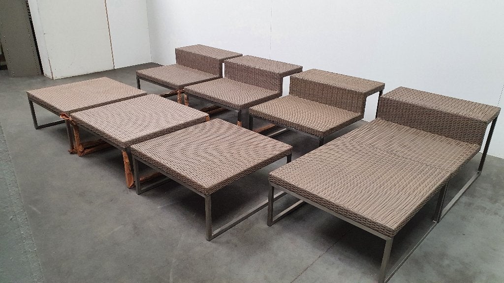 valeur val-eur tuinset design lounge wicker modulair rvs, Meer dan 8 zitplaatsen, Zo goed als nieuw, Loungeset, Bank