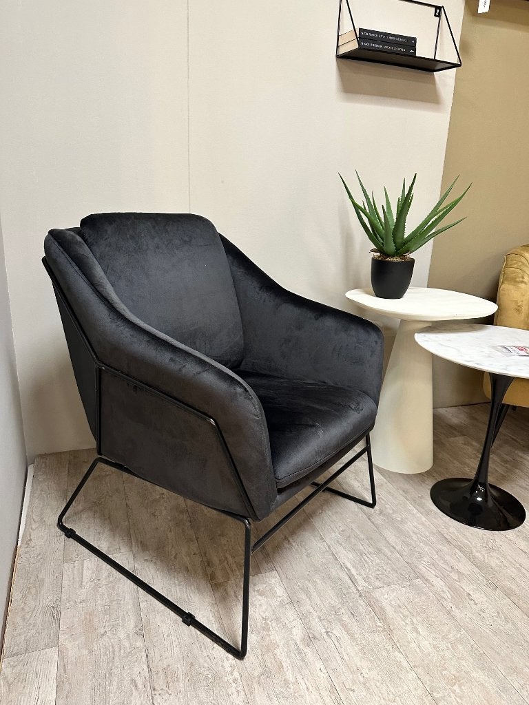 Zwarte fauteuil velvet - velvet fauteuil zwart -, Ophalen, Nieuw, 75 tot 100 cm, 75 tot 100 cm