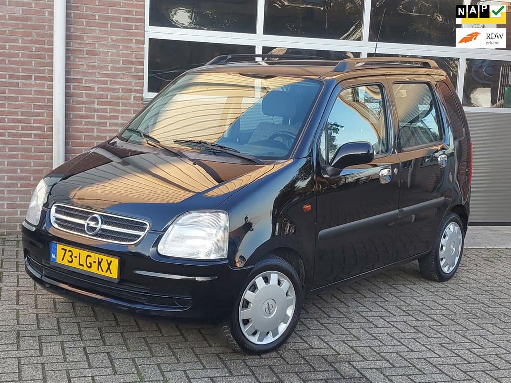 Opel Agila 1.2-16V Star Edition 2002, Gebruikt, 31 €/maand, Zwart, Origineel Nederlands