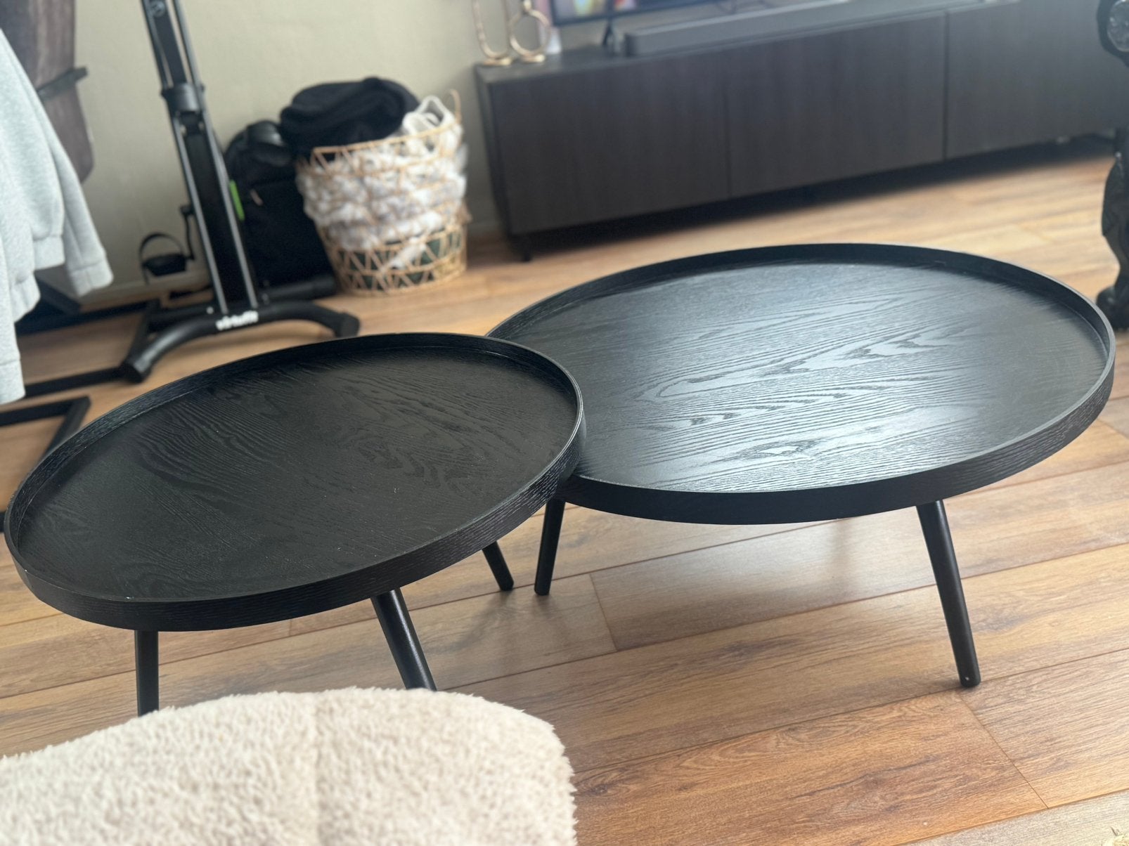 WOOOD bijzettafel Mesa XL en L rond zwart, Ophalen, Zo goed als nieuw, Rond, 50 tot 100 cm