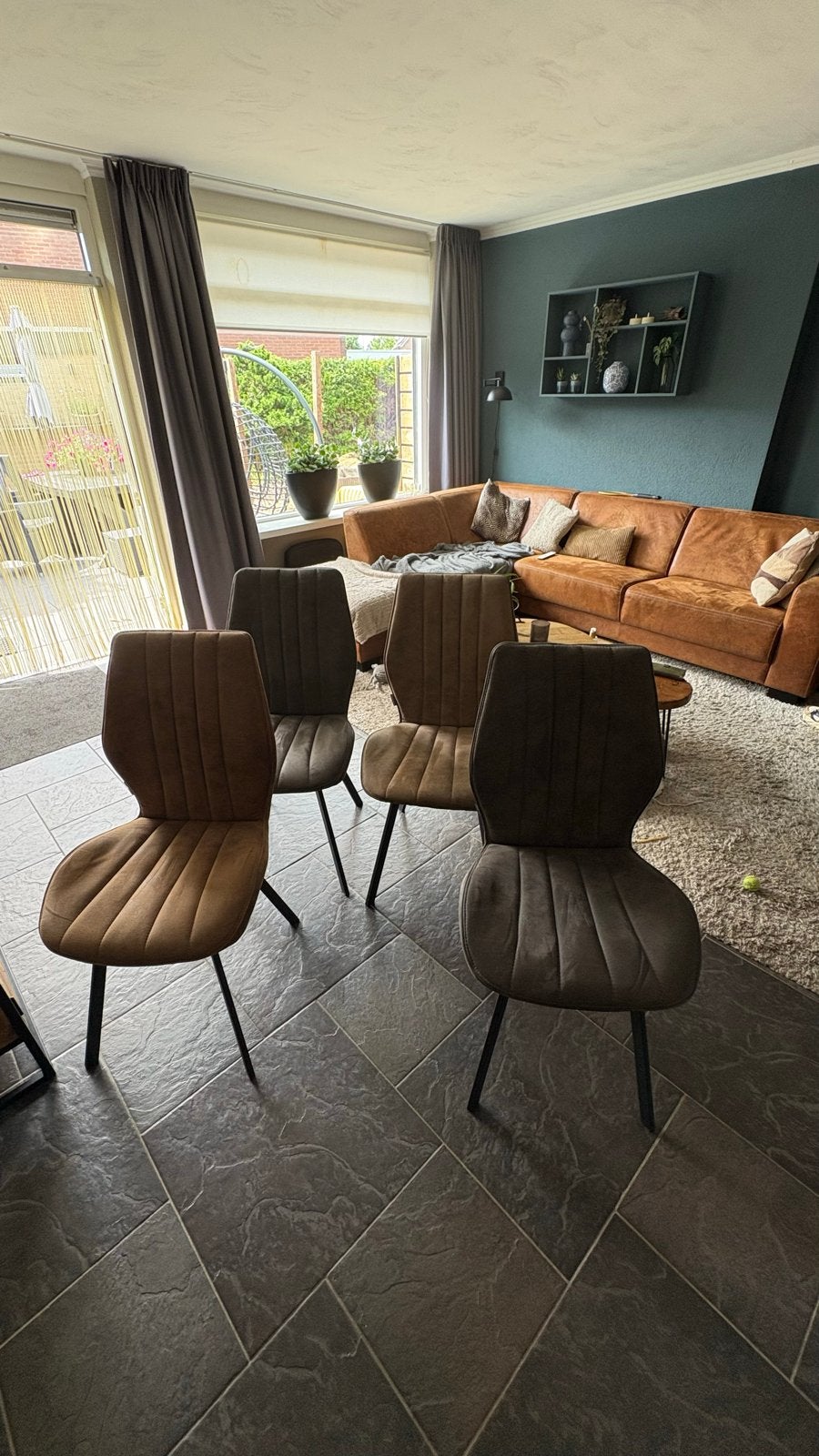 Set van 4 eetkamerstoelen, Ophalen, Bruin, Zo goed als nieuw, Vier