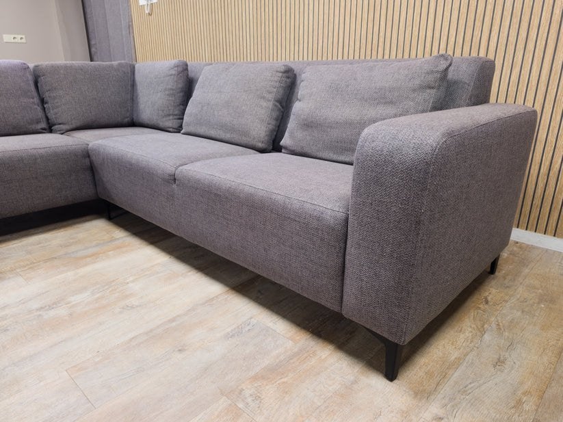 Moderne grijze hoekbank - Zo goed als nieuw, 250 tot 300 cm, 100 tot 125 cm, Hoekbank, Ophalen of Verzenden