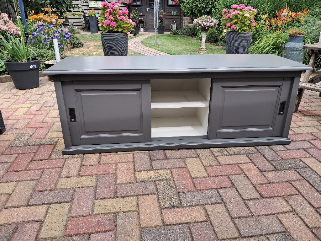 TV  Meubel grijs, Ophalen, Gebruikt, 150 tot 200 cm, Minder dan 100 cm