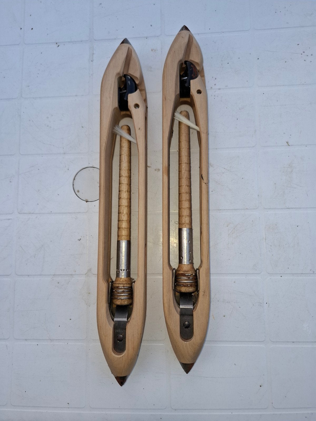 Set van 2 houten weefspoelen voor weefgetouw, Ophalen of Verzenden, Gebruikt, Overige typen
