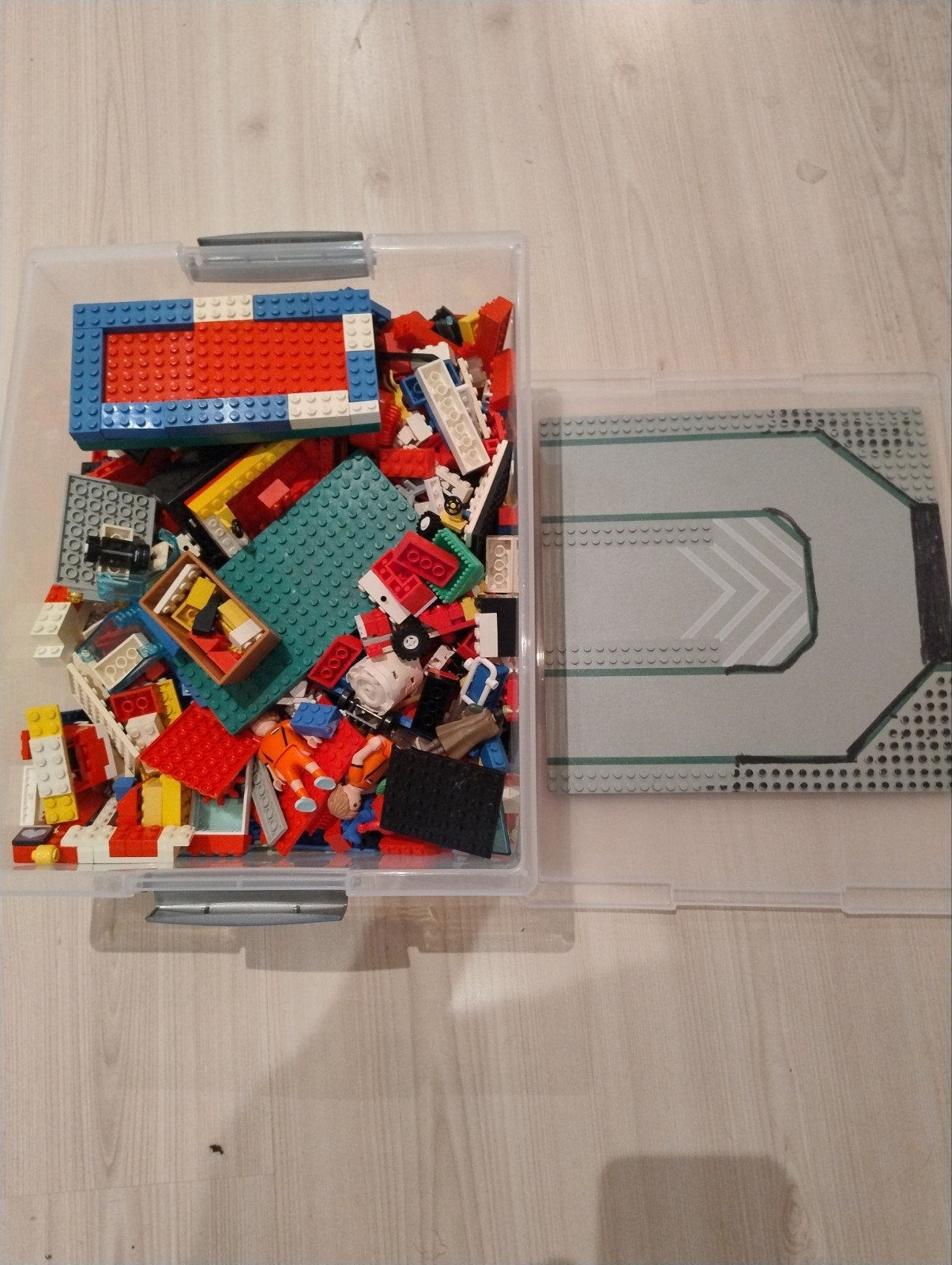Grote partij Lego met grondplaten en minifiguren, Gebruikt, Lego, Ophalen of Verzenden, Inclusief instructies