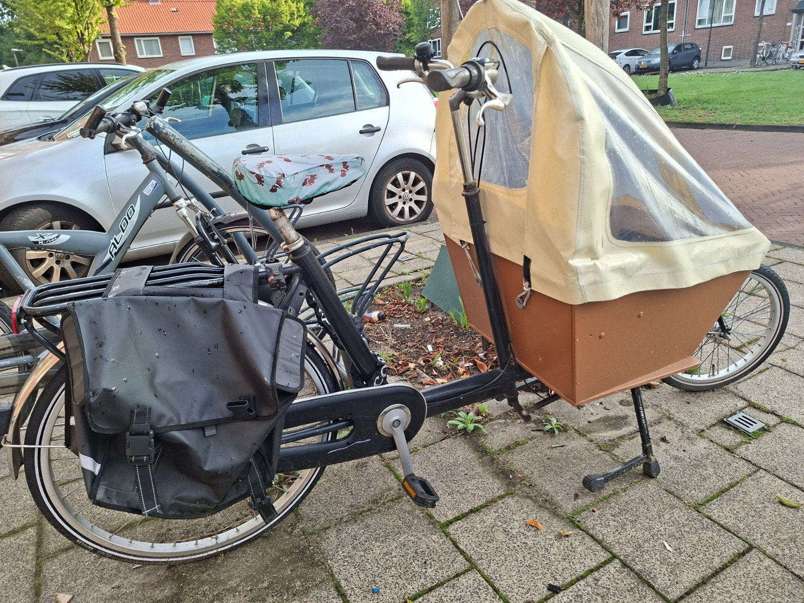 Bakfiets, Gebruikt, Huif, 2 kinderen, Trommelrem