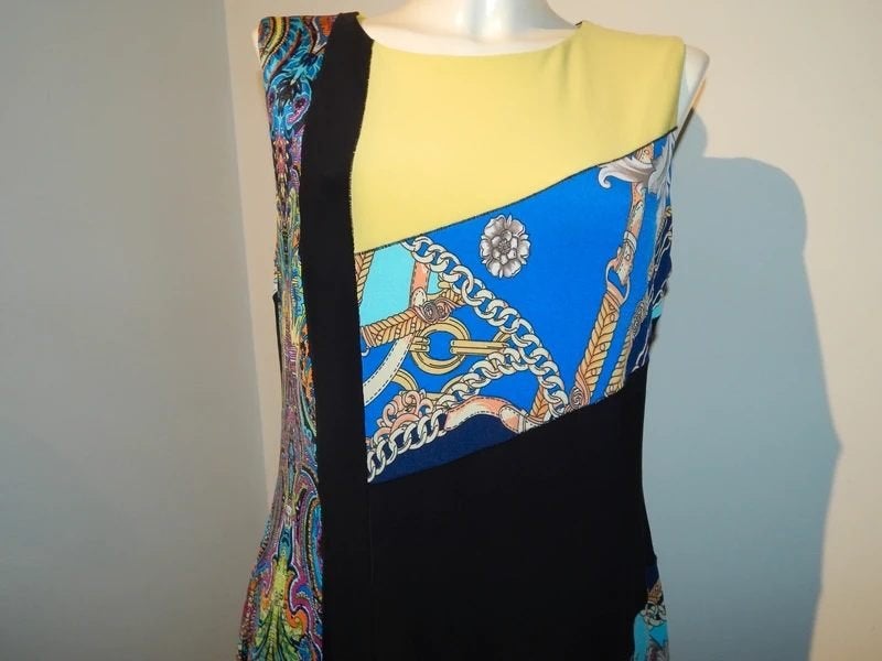 Joseph Ribkoff stretch jurk deels barok paisley nopjes D42, Kleding | Dames, Overige kleuren, Verzenden, Maat 42/44 (L), Joseph Ribkoff