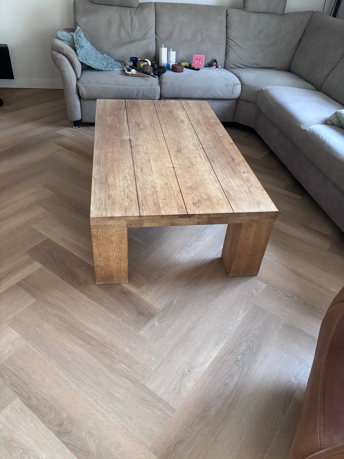 Licht eiken salontafel, Ophalen, Eikenhout, 100 tot 150 cm, 50 tot 100 cm