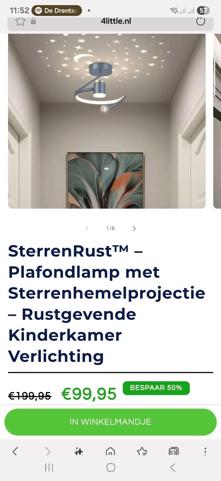 SterrenRust Plafondlamp met Sterrenhemelprojectie, Ophalen of Verzenden, Nieuw, Modern, Kinderkamer, Sterrenhemel, Rustgevend