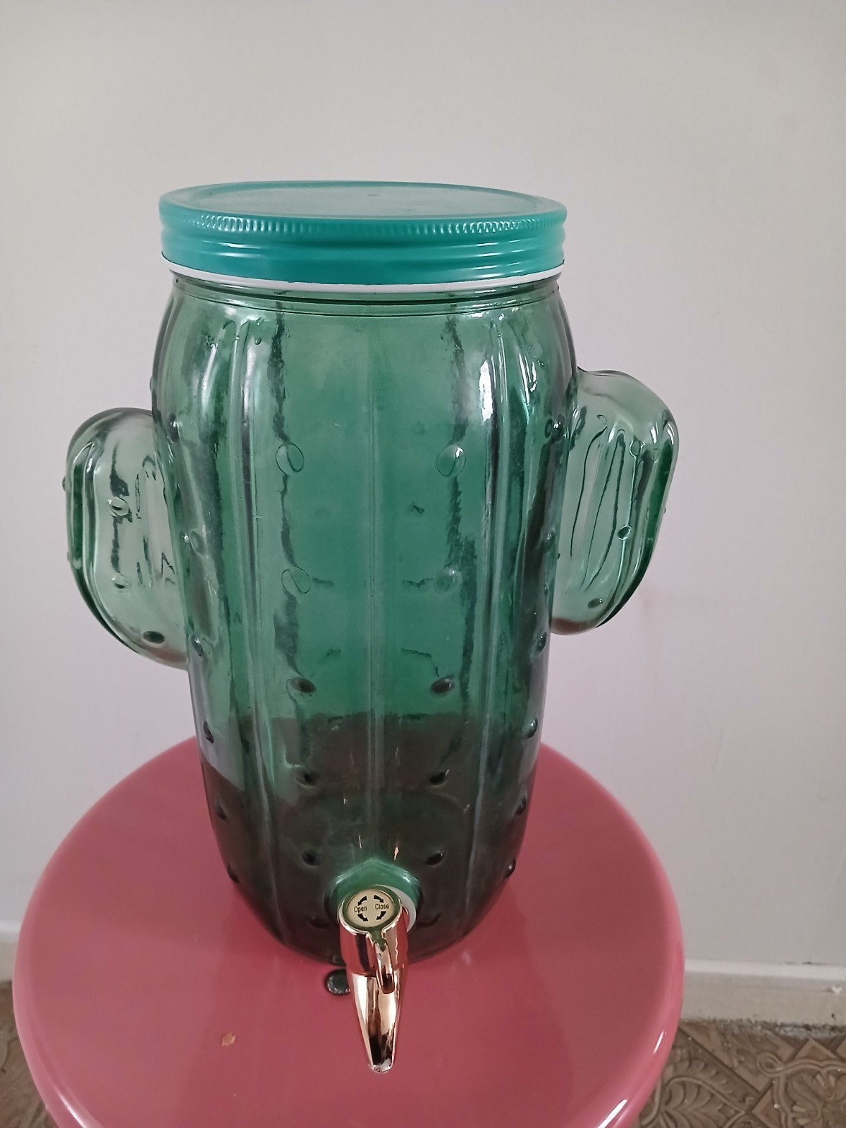 Cactus drankdispenser - Groen glas met kraantje, Ophalen of Verzenden, Zo goed als nieuw, Overige merken, Groen