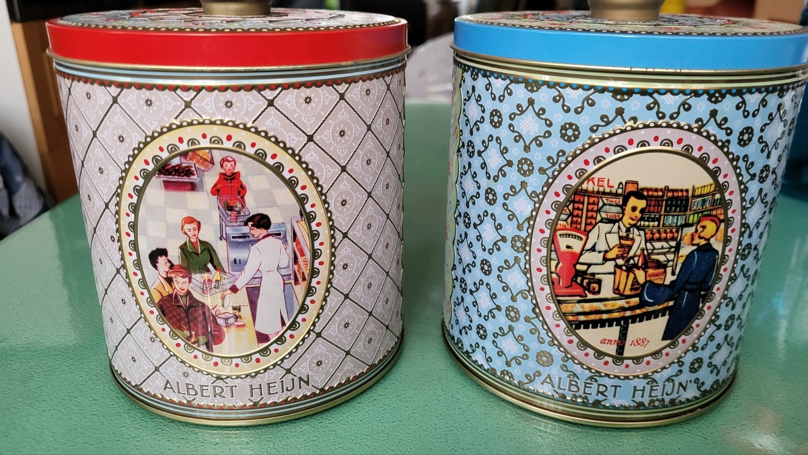 Set van 2 Albert Heijn bewaarblikken - Vintage stijl, Ophalen of Verzenden, Gebruikt