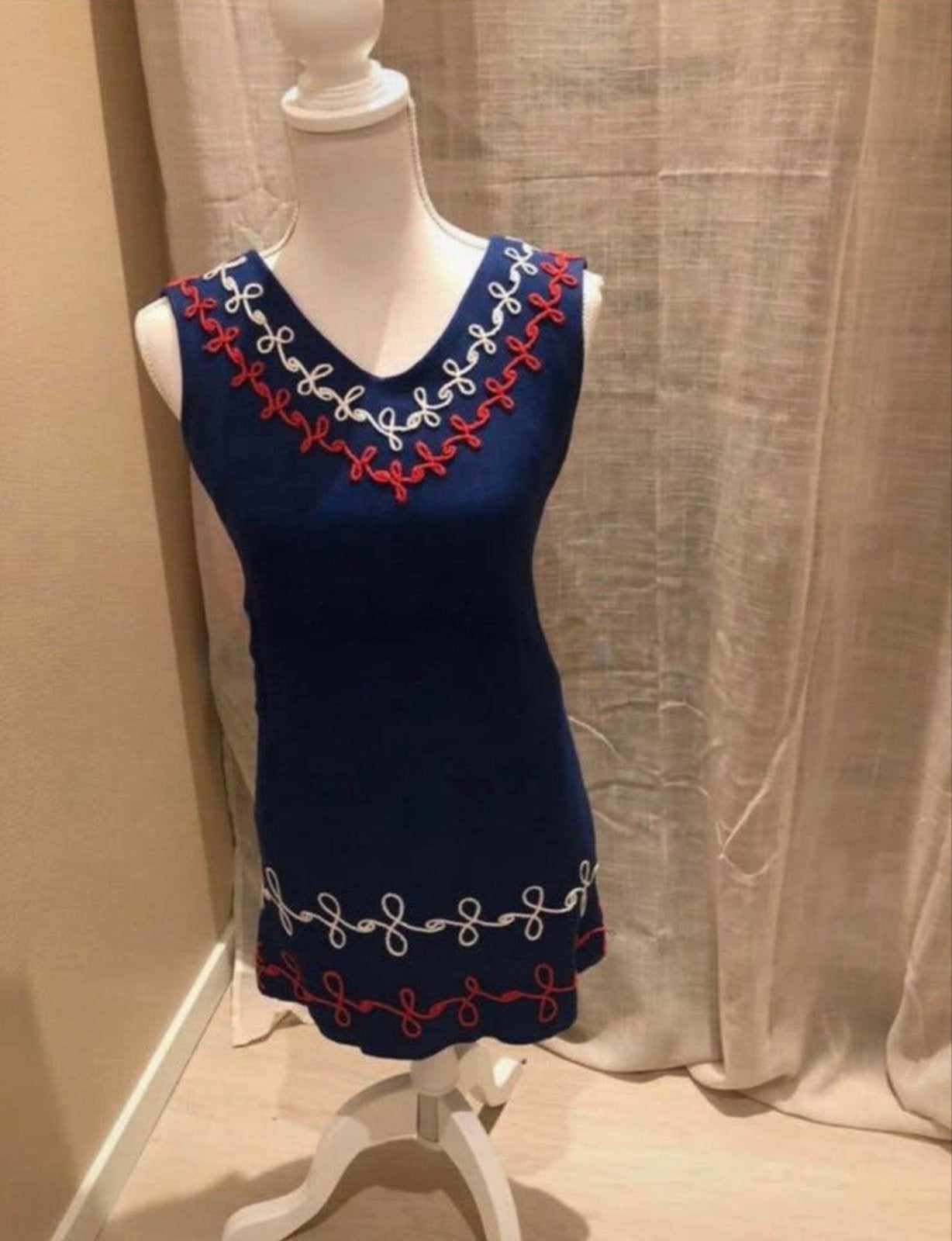 Vintage Aéne jurk maat 40, Maat 38/40 (M), Blauw, Ophalen of Verzenden, Gedragen