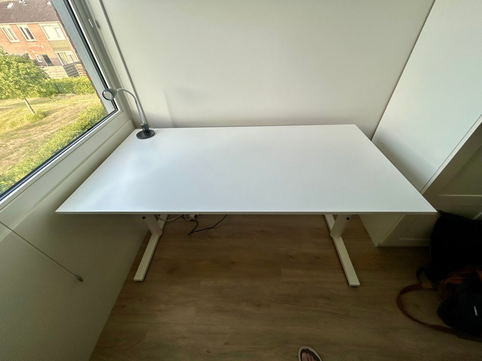 Gispen Bureau 160x80 cm Wit - Handmatig Verstelbaar, Ophalen, 160 cm, Gebruikt, Metaal