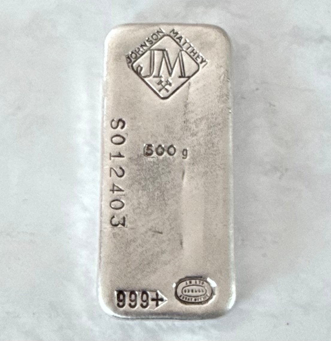 500 gram Zilver Johnson Matthey S012403 999 zilver, Ophalen of Verzenden, Zilver