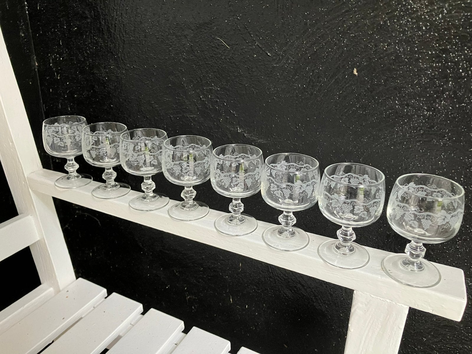 8 Luminarc Sarment glas wijnglas aperitief druiventak wit, Ophalen of Verzenden, Zo goed als nieuw