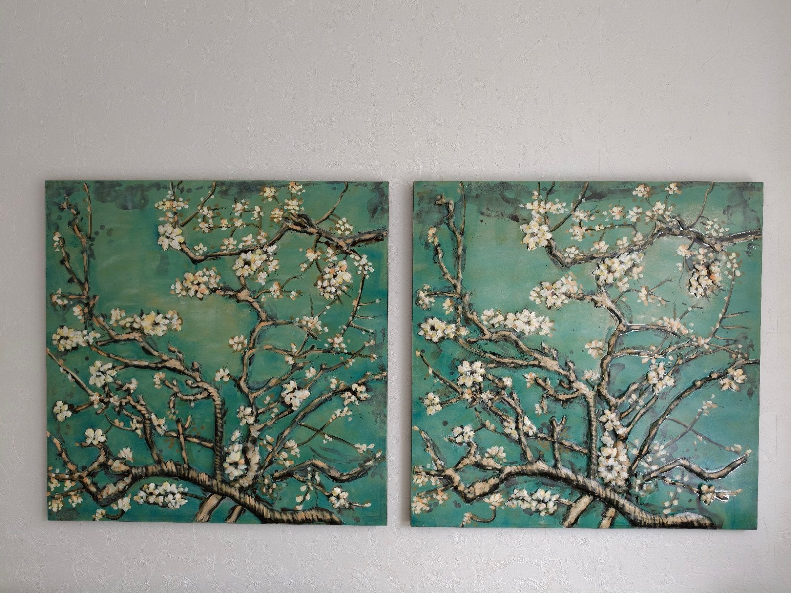 3D Metalen Kunst Bloesem Wanddecoratie 100x100cm, Ophalen, Handgeschilderd, Bloemen, Metaal