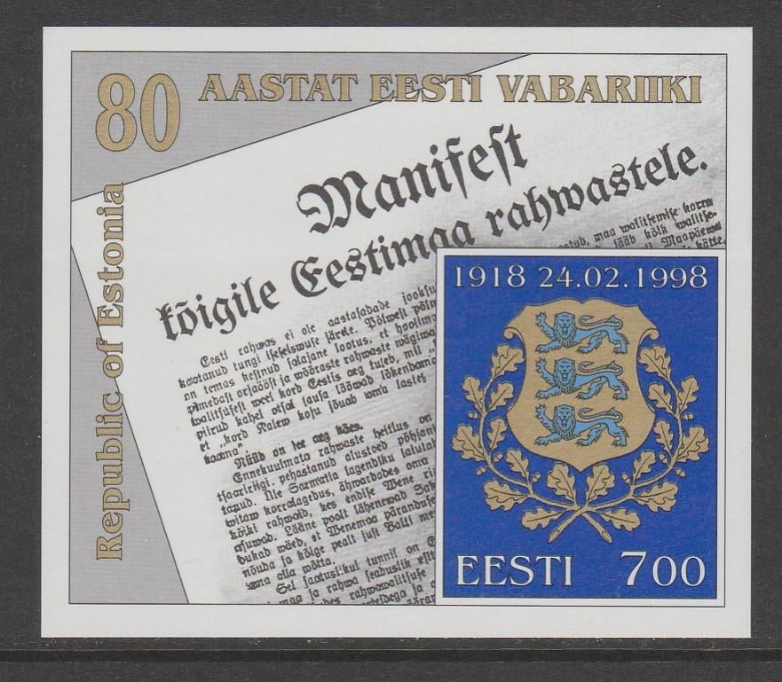 Estland - Michelnr 317 - 80 jaar uitroeping republiek - pf, Verzenden, Overige landen, Postfris