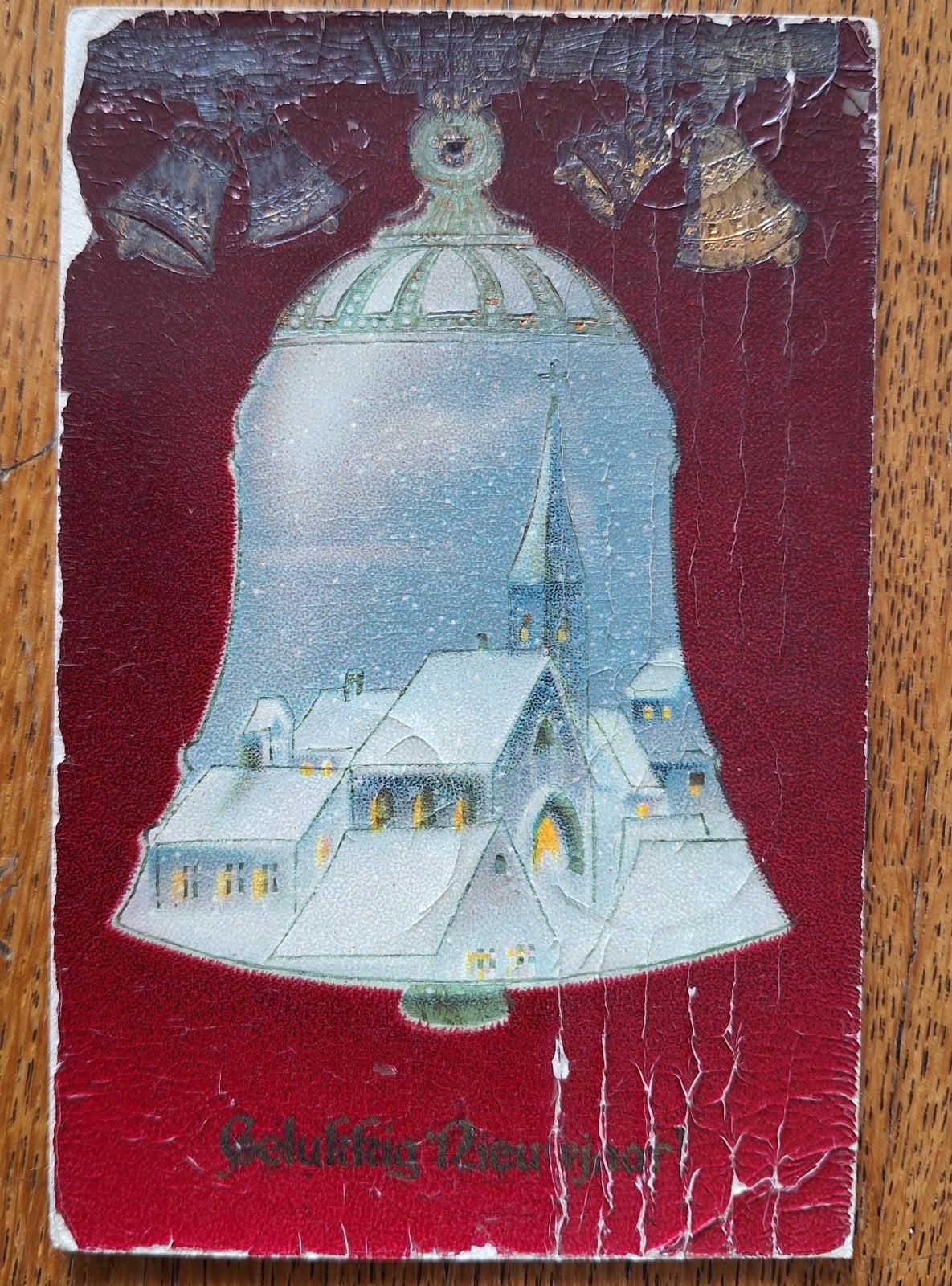 kerstkaart 1914 Leiden, Ophalen of Verzenden, Voor 1920, Gelopen