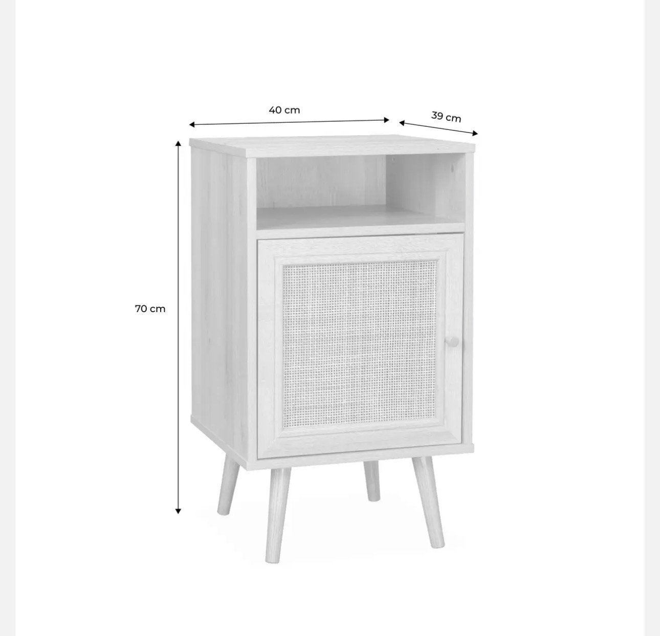 Beige nachtkastje, Ophalen, Minder dan 45 cm, 55 tot 70 cm