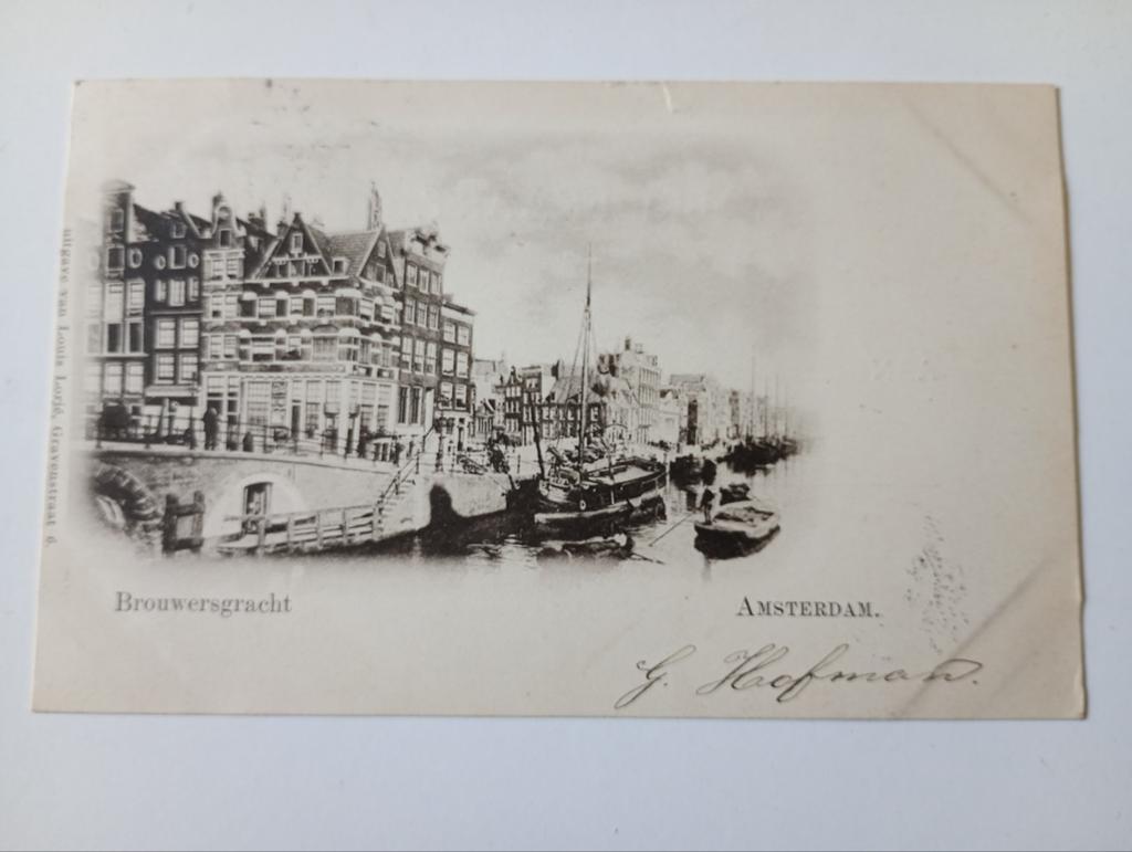Amsterdam Brouwersgracht met Scheepvaart 1901, Ophalen of Verzenden, Voor 1920, Gelopen, Noord-Holland