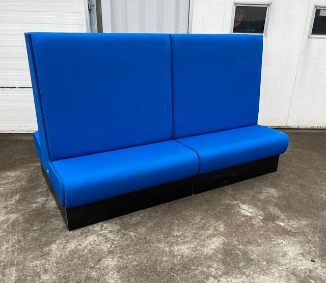 bank wachtbank horecabank treinbank nette staat 240 cm, Ophalen, Blauw, Zo goed als nieuw, Stof