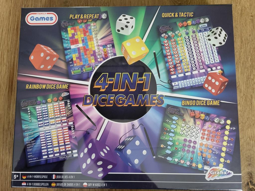 Nieuw: spellendoos met 4 dobbelspellen, Hobby en Vrije tijd, Gezelschapsspellen | Overige, Ophalen of Verzenden, Nieuw