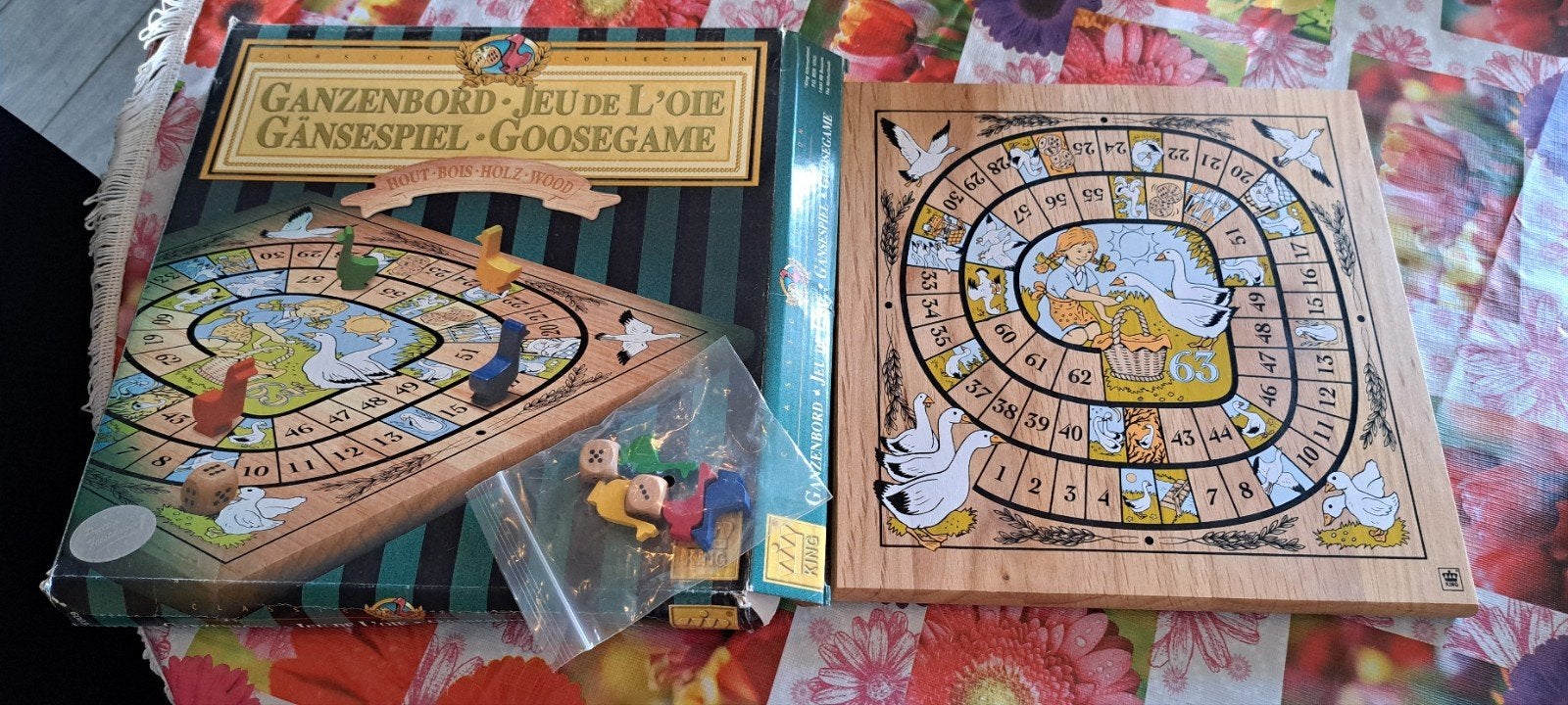 Houten Ganzenbord en Damspel - Klassieke Bordspellen, Een of twee spelers, Ophalen of Verzenden, Gebruikt, King