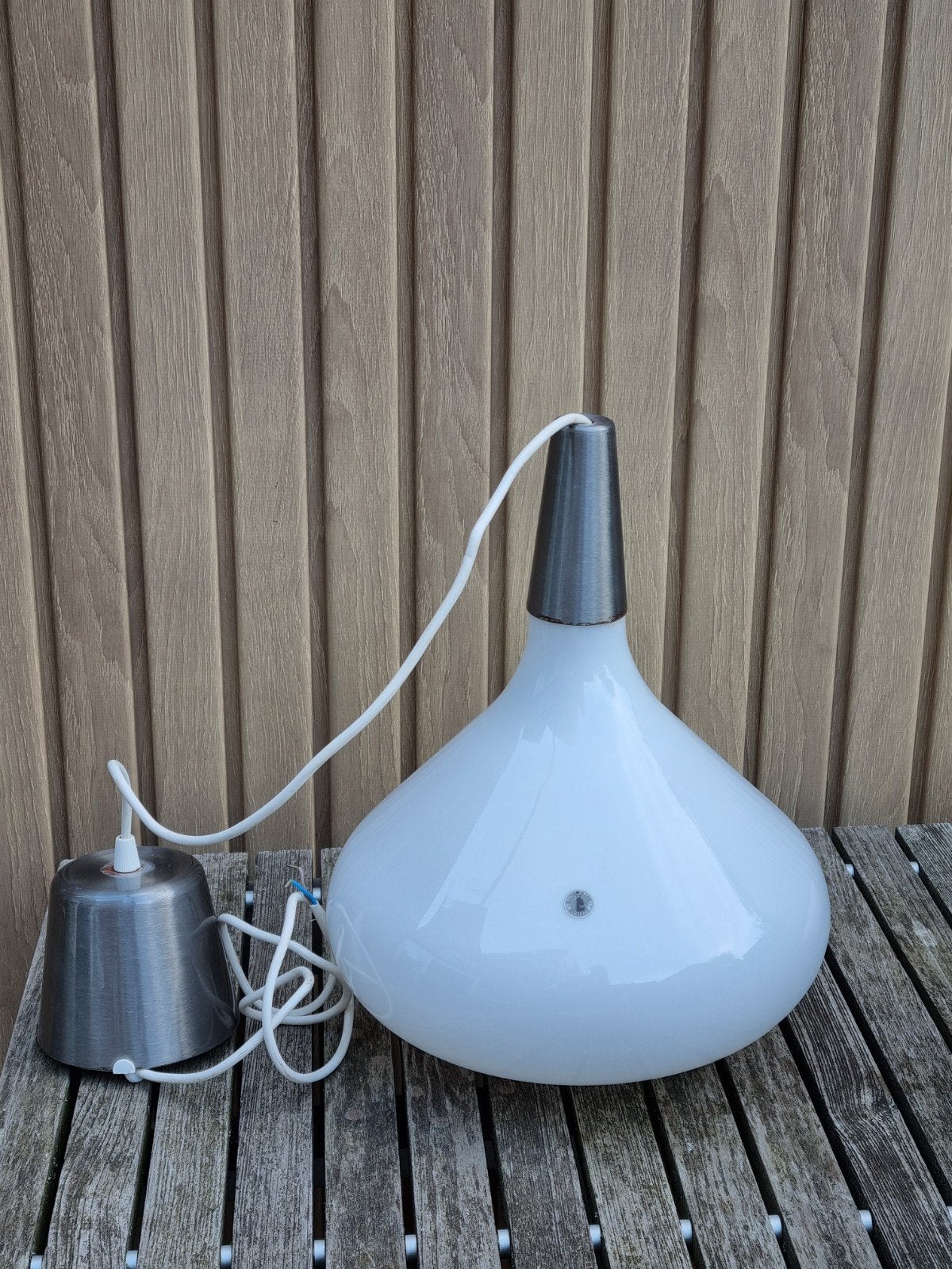 Vintage Ikea Sodak hanglamp melkglas druppelvormig, Gebruikt, Glas, Minder dan 50 cm, Vintage, Retro