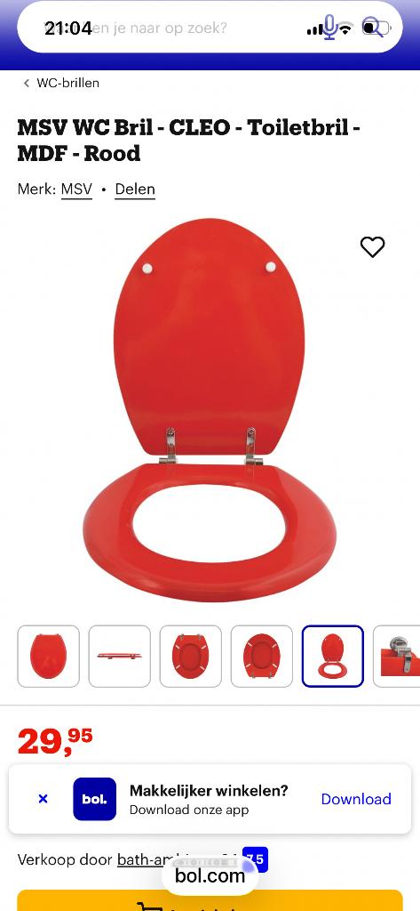 Wc bril Nieuw in doos, Ophalen, Nieuw, Rood, Overige typen