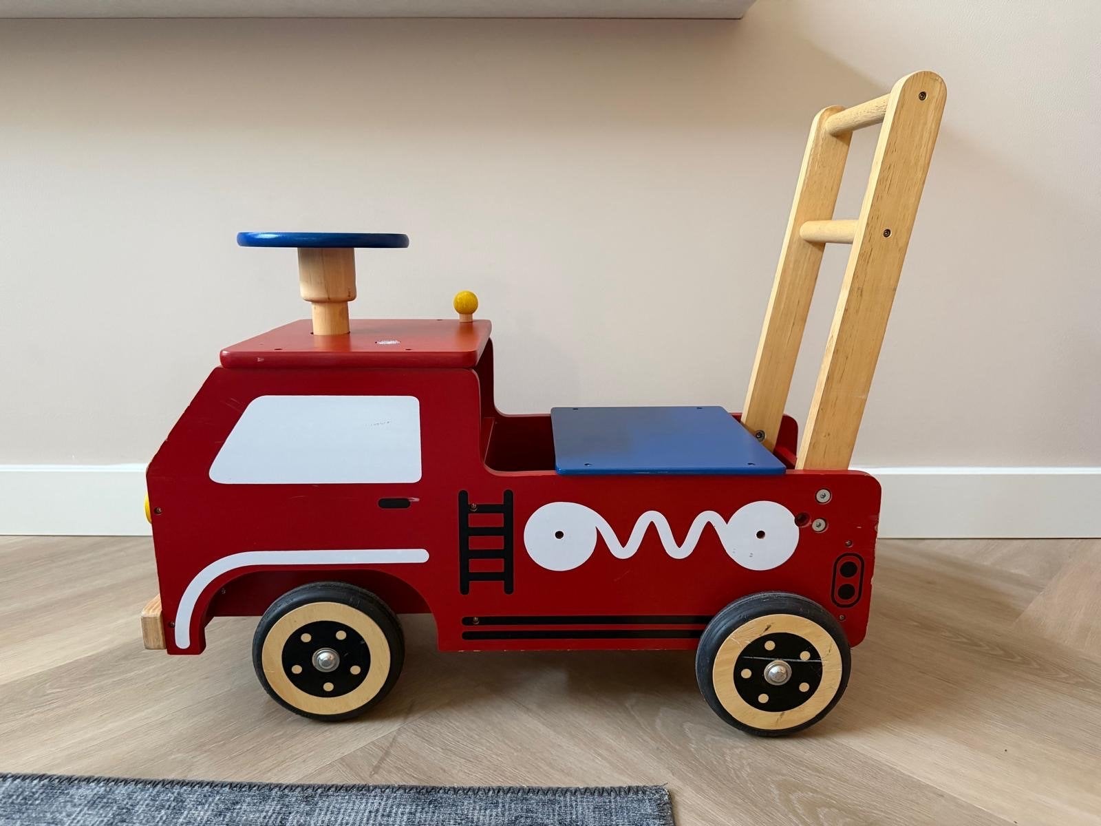 Houten brandweerwagen loopauto met duwstang, Kinderen en Baby's, Ophalen, Gebruikt