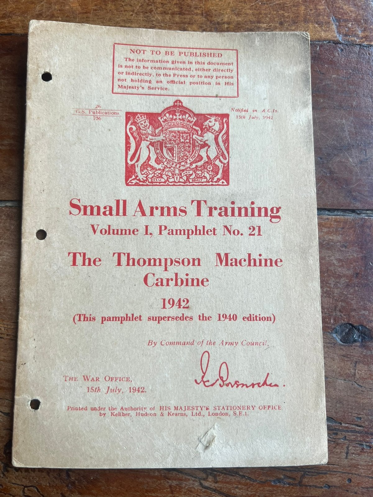 WO2 Brits / Canadees Thompson voorschrift 1942 PIB? platen, Verzenden, Engeland, Boek of Tijdschrift