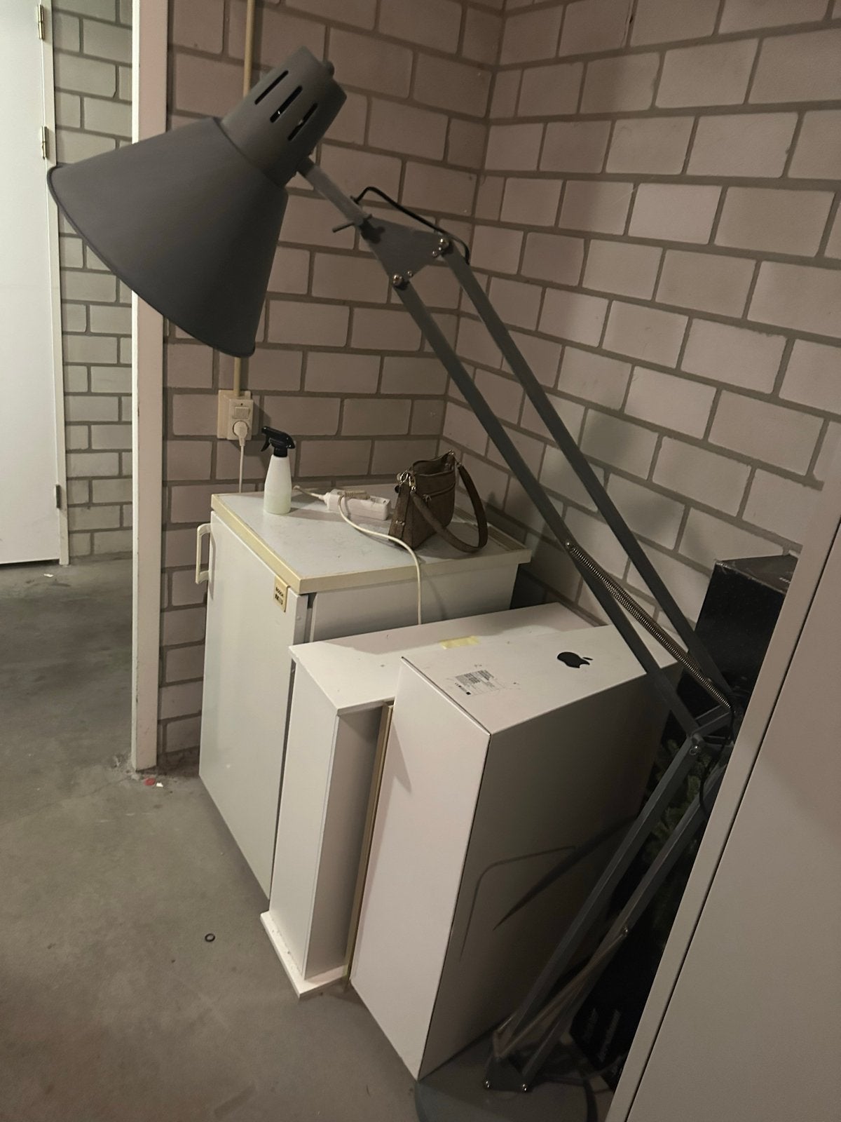 Grote grijze staande lamp, verstelbaar, Ophalen, Gebruikt, E27 (groot), Metaal