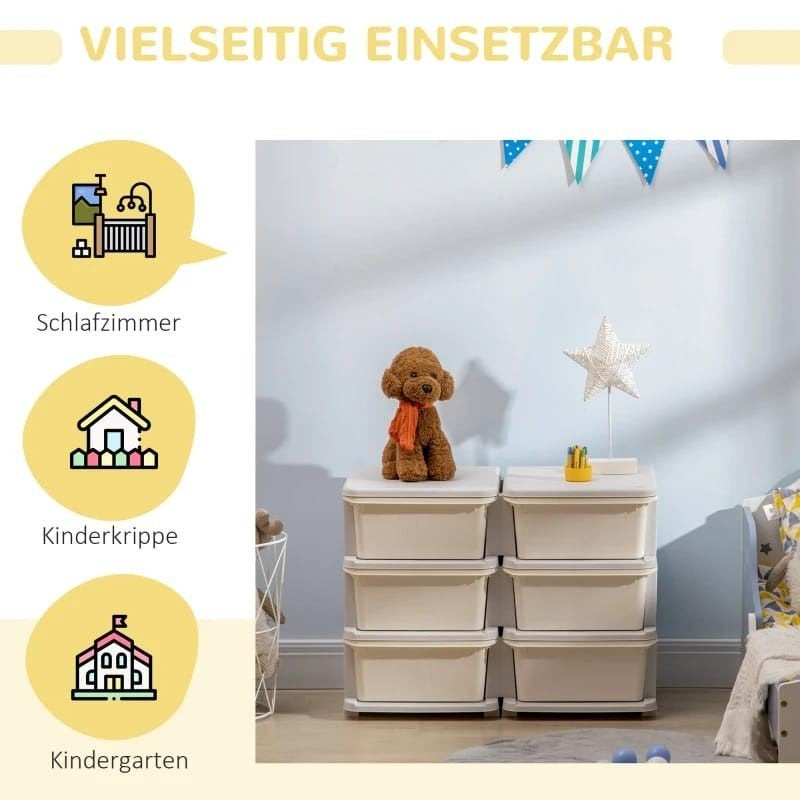 Kinderopbergkast met 6 lades - Crème/Grijs ladeblok, Kinderen en Baby's, Ophalen of Verzenden, Nieuw