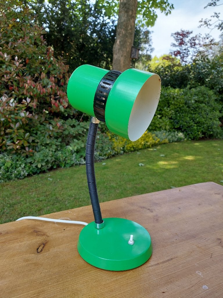 Vintage groen metalen bureaulamp, Bureaulamp, Overige merken, Ophalen of Verzenden, Kunststof